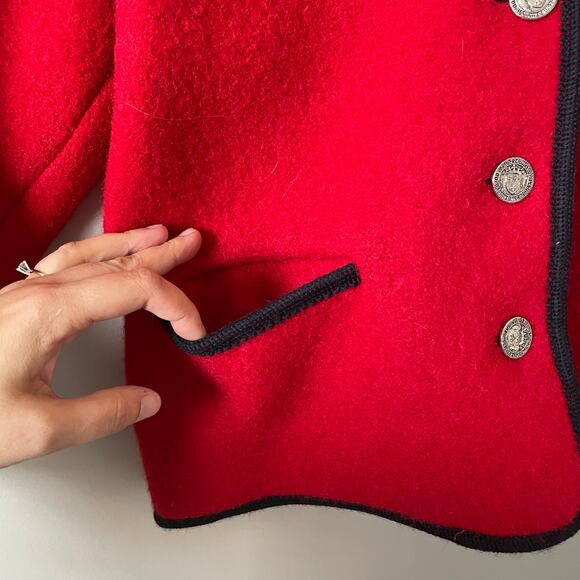 Giesswein Vintage Red Boiled Wool Tyrolean jacket sz 12 austria - Picture 4 of 12